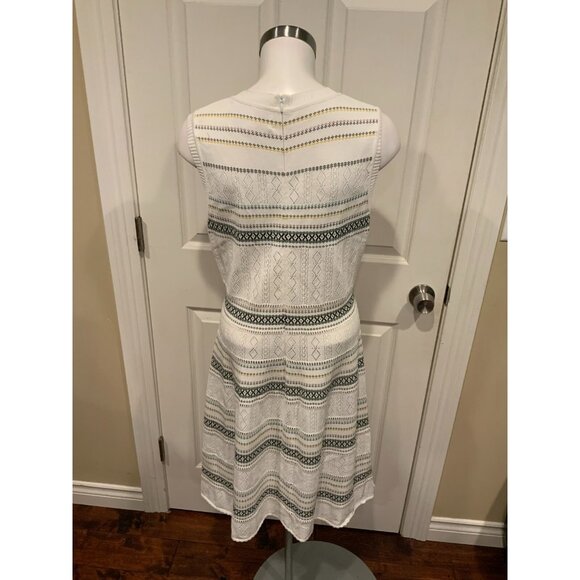 Carolina Herrera White Striped Knit Sleeveless Dress, Size Large - Picture 6 of 7